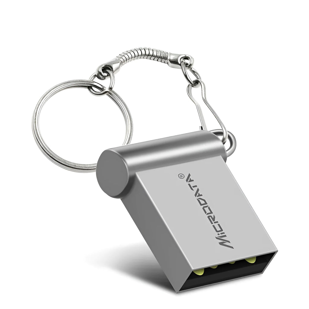 Metal car shaped USB flash drive with necklace chain in silver or black finish