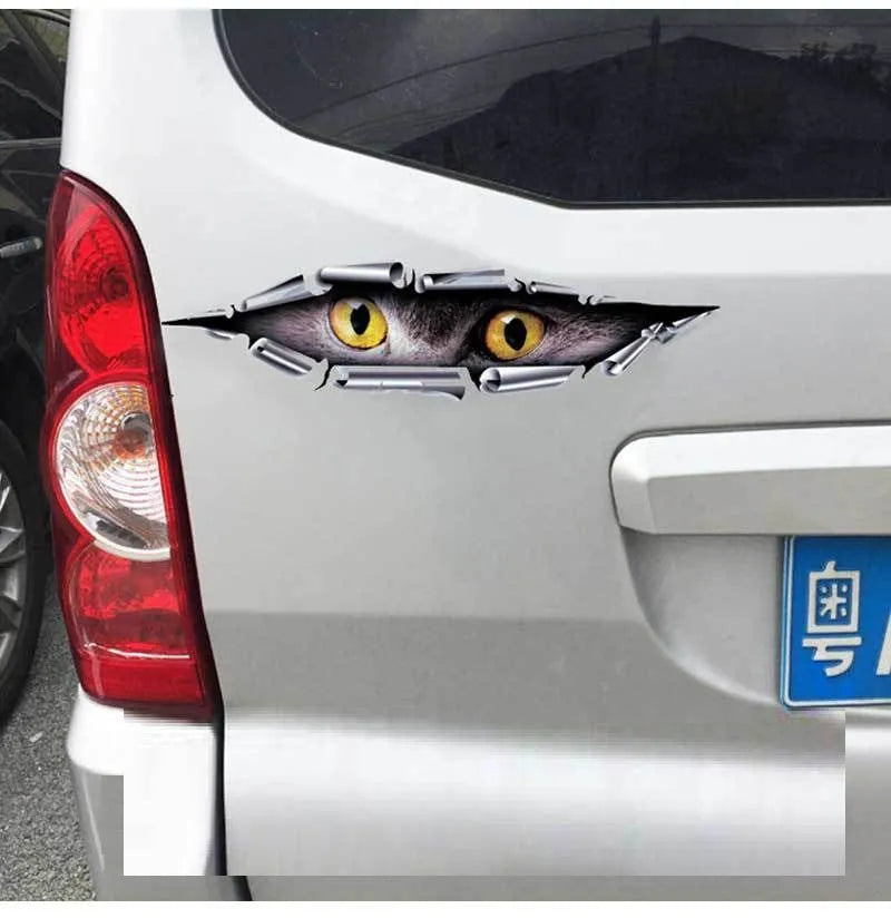 Tiger Eye Eagle Eye 3D car bumper sticker, 10x35 cm, HD transparent PVC adhesive.