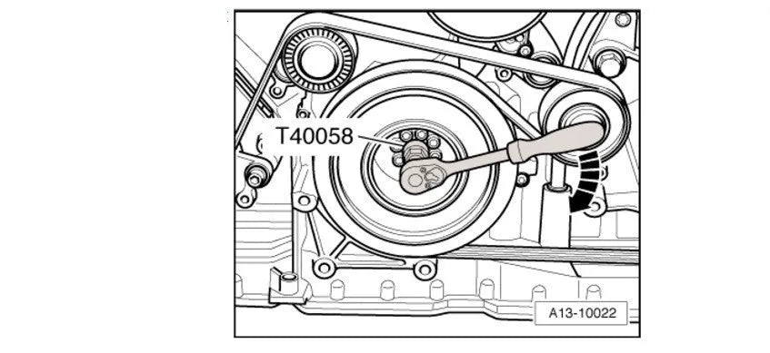 Aodi T40058 crankshaft rotating sleeve timing tool component for engine alignment.