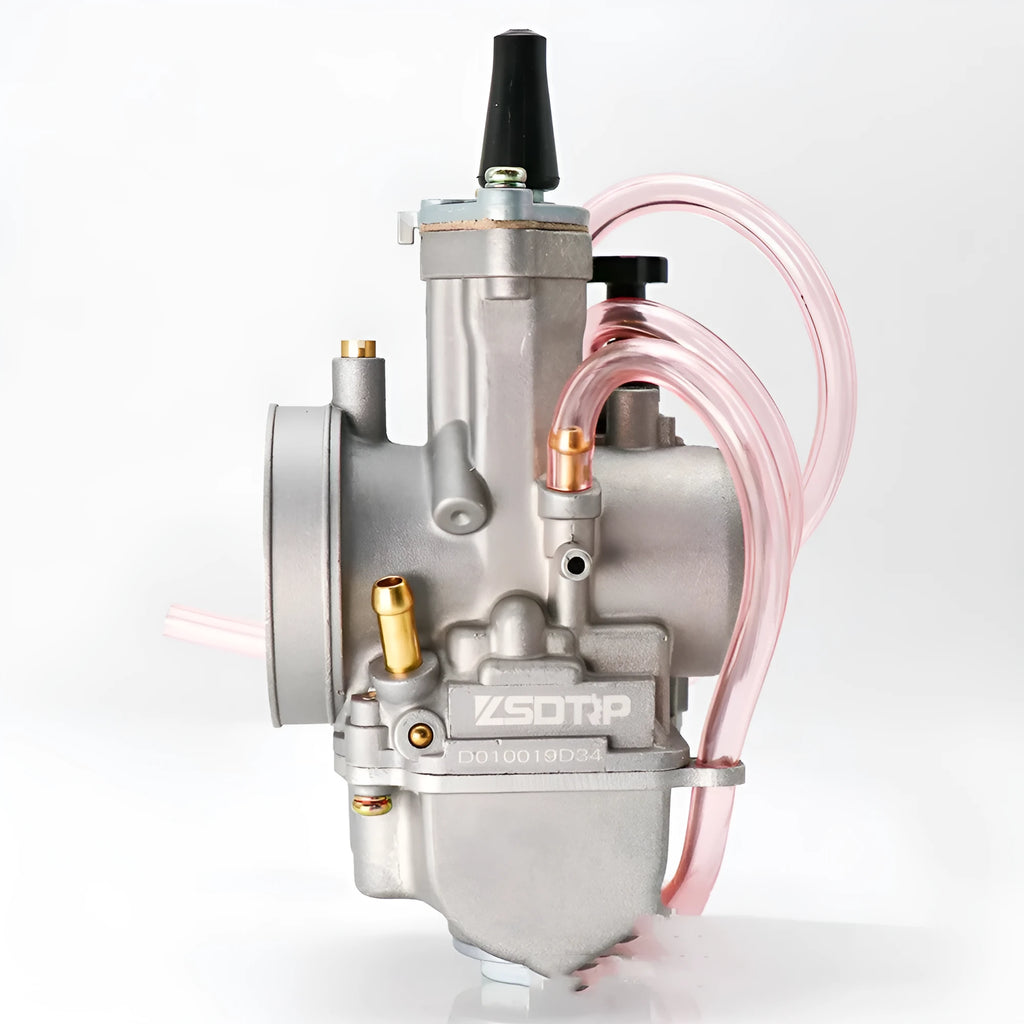 PWK sandblasted motorcycle carburetor modification accessory in seven sizes from 21mm to 34mm.