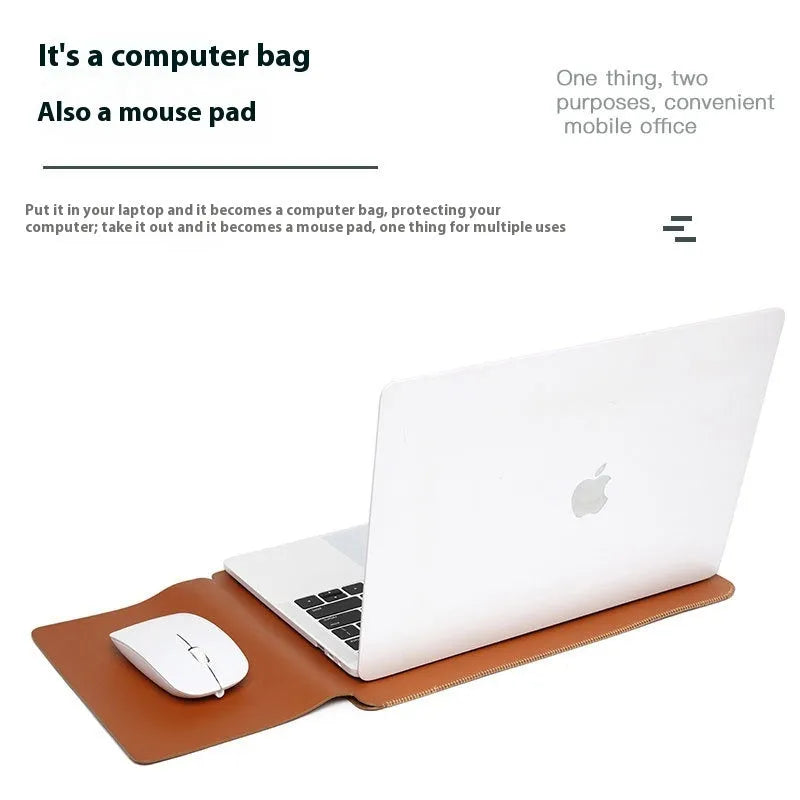 Four piece set of imitation leather lock edge notebook liners in brown grey apricot and pink for laptops
