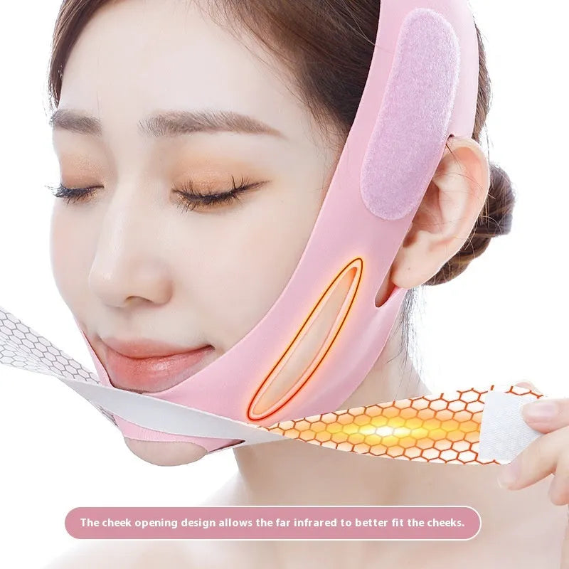Pink and black elastic V face bandage for facial care with English packaging
