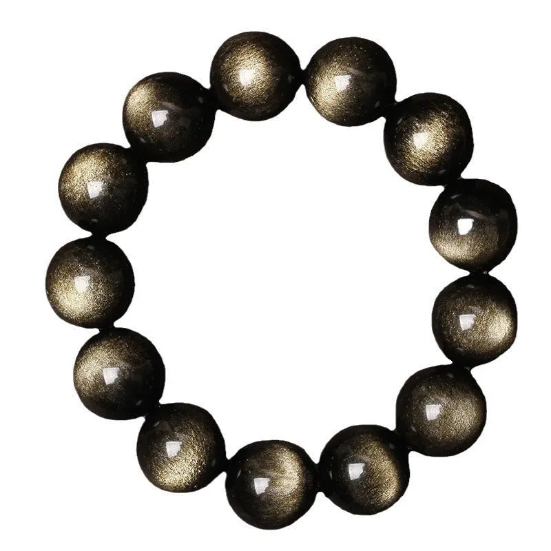 Hand-woven obsidian crystal bracelet with round beads in ethnic style unisex design