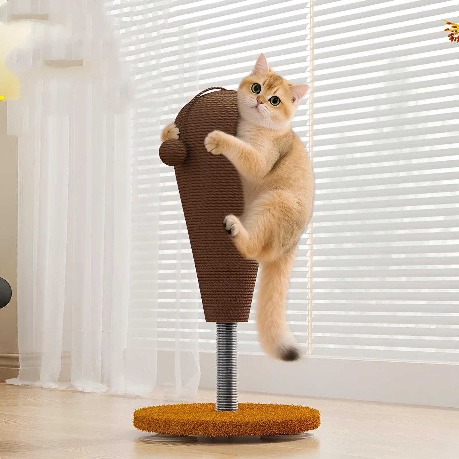Hemp rope cat scratcher tumbler toy in large and small size options