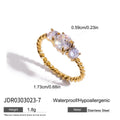 Geometric stainless steel zircon ring in European and American style