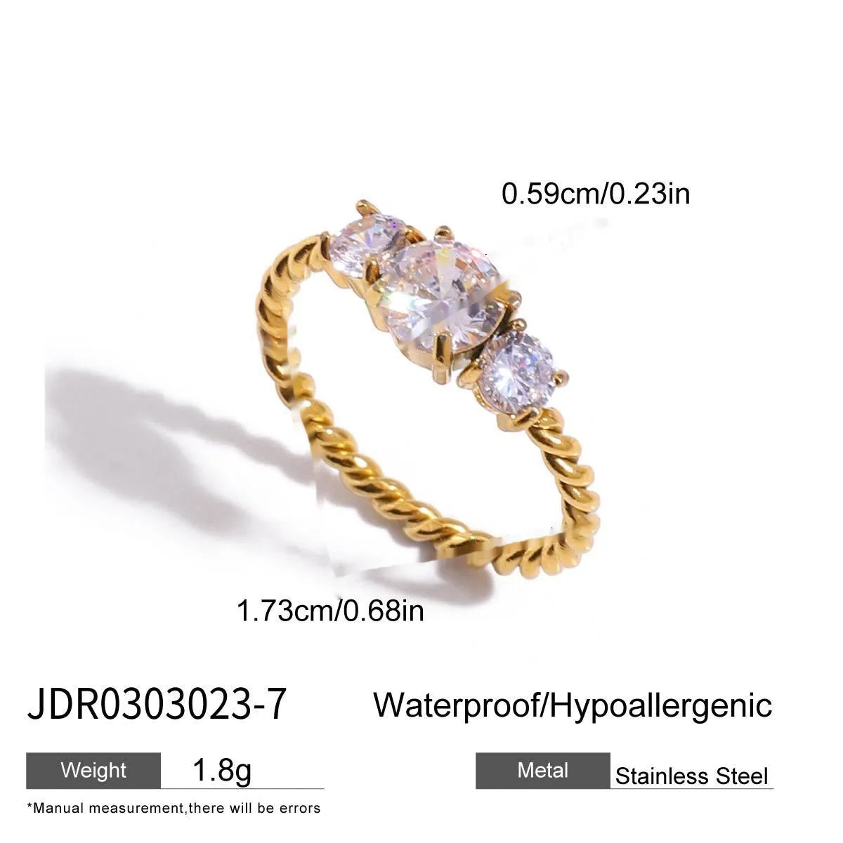 Geometric stainless steel zircon ring in European and American style