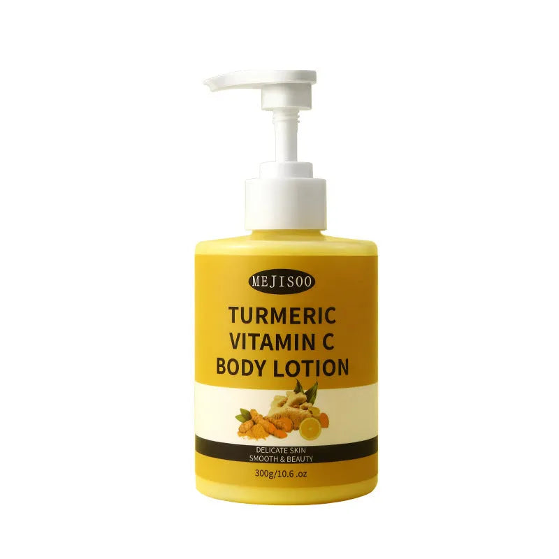 Turmeric VC Body Lotion 300g hydrating skin rejuvenating moisturising firming body cream in white and orange packaging