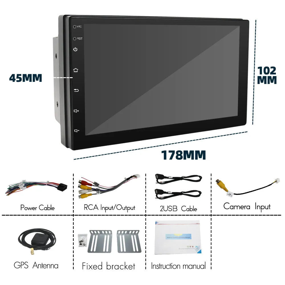 Black universal 7 inch CarPlay navigation MP5 player with GPS and radio for car dashboard