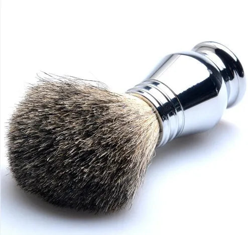 CSB traditional wet shaving set with badger hair brush, chrome stand, double edge razor and soap bowl