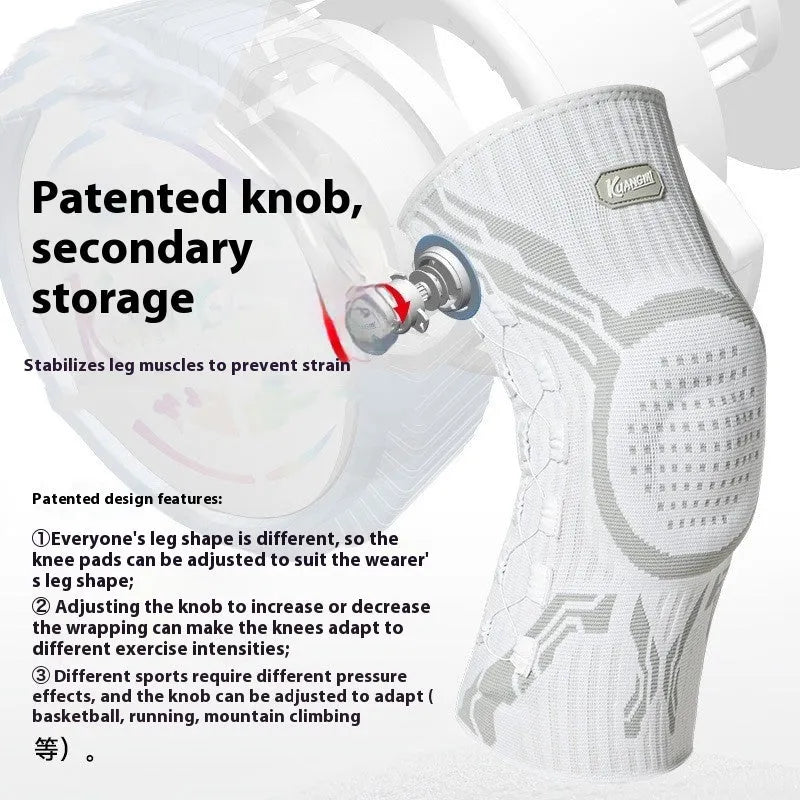 Grey and white professional sports knee pad for basketball, football, running