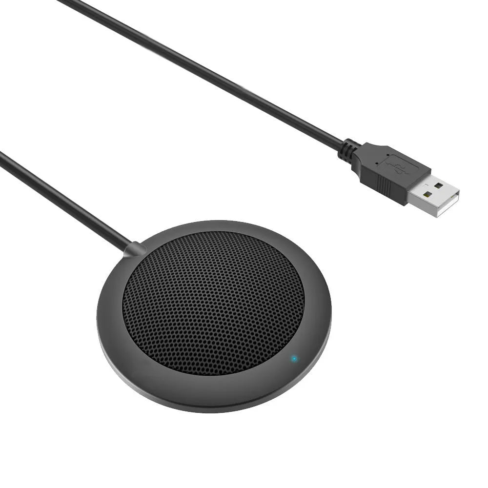 Black USB omnidirectional microphone with zinc alloy construction and metal mesh cover