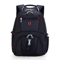 Large capacity black Oxford cloth computer backpack with multiple pockets and zipper closure
