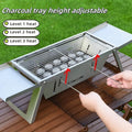 Small foldable portable charcoal grill for outdoor camping and picnics