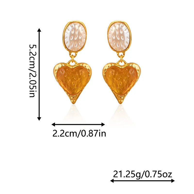 Silver needle pleated oval love heart stud earrings in four colour options