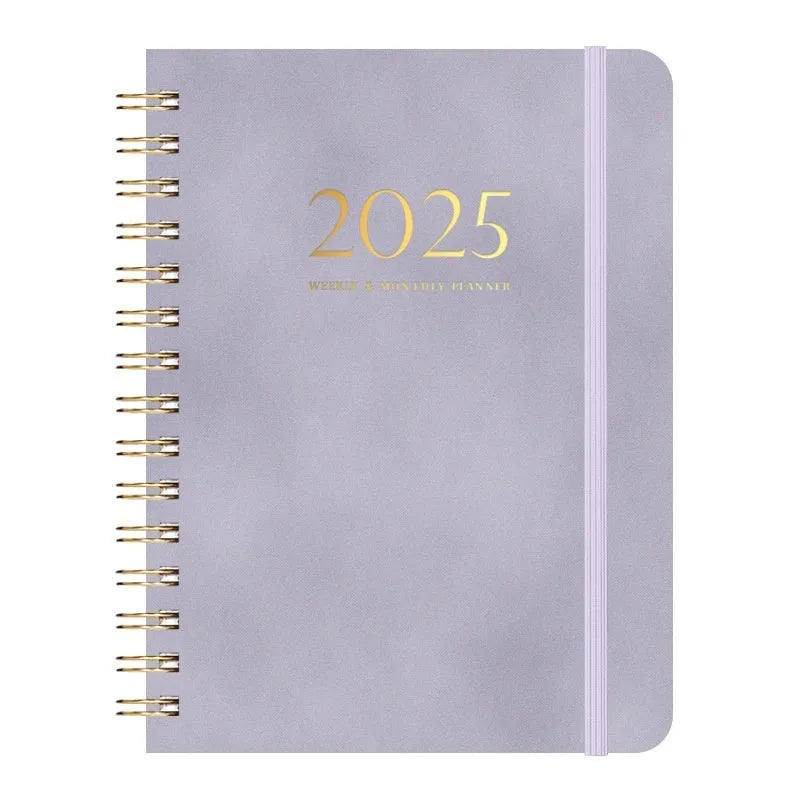 A5 leather notebook with metal coil binding in multiple colour options including black, blue, brown and green.