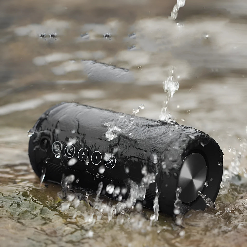 Outdoor waterproof portable speaker in black, camouflage, grey or red with Bluetooth 5.0 and TF card playback