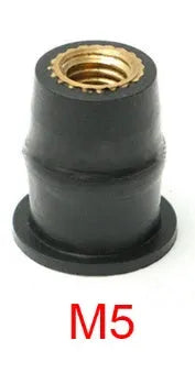 Black motorcycle windshield rubber brass nuts in M4 M5 M6 sizes with expansion rubber design