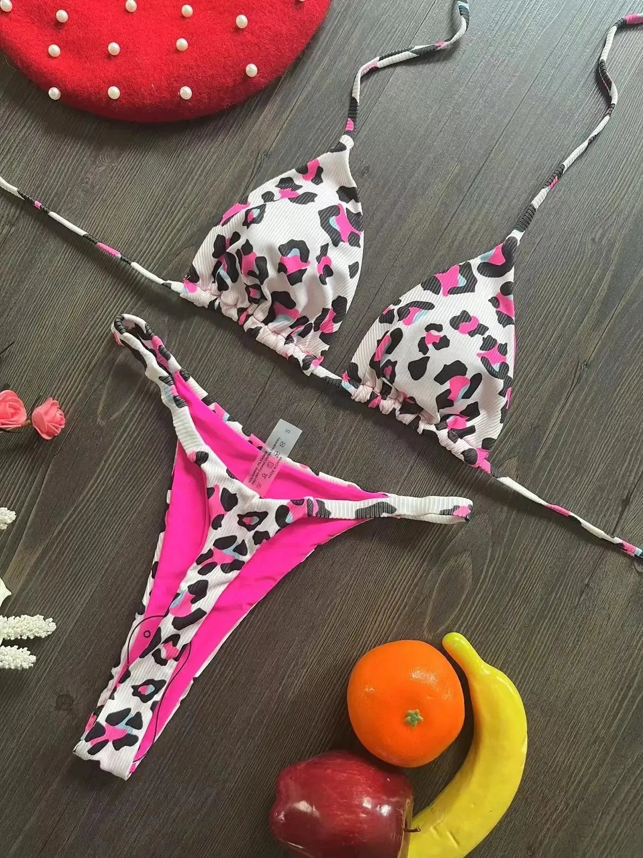 Women's printed bikini swimsuit with briefs style and cotton lining, shown in colour RT2110.
