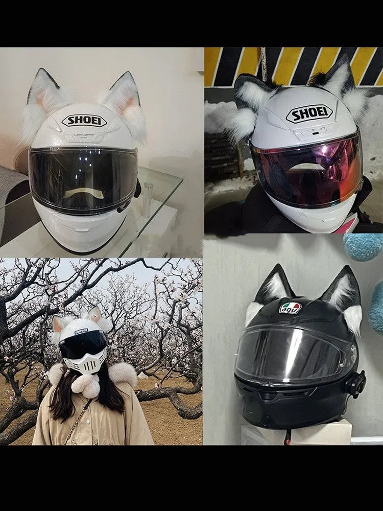 ABS plastic animal ears and tail helmet decoration set for motorcycle helmets