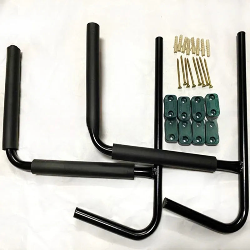 Carbon steel kayak wall hanger for surfboard and water sports equipment storage