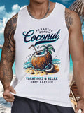 Man wearing a solid-colour sleeveless vest with a 3D printed Hawaiian pattern, showing pinhole fabric texture.