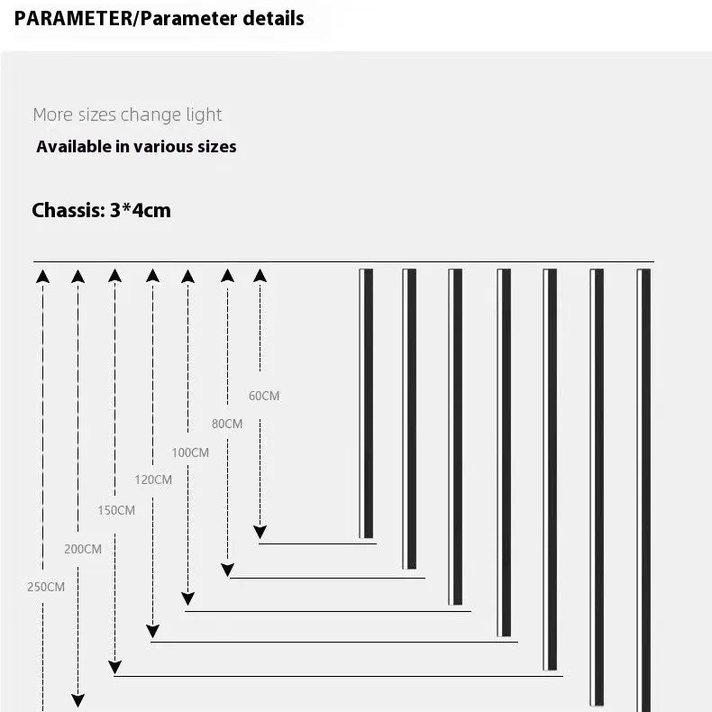 80cm black aluminium LED wall lamp with touch control for three colour temperatures