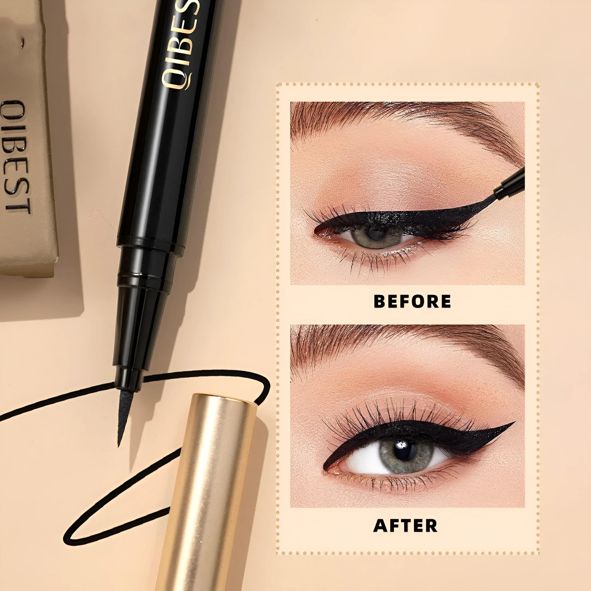 Q2407 black liquid eyeliner pen with sweat-proof and quick-drying properties