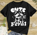 Unisex children's short-sleeved black cotton shirt for kids sizes 110cm to 160cm