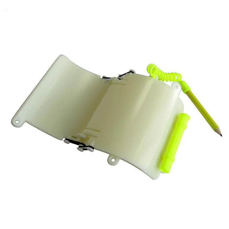 White luminous underwater writing wristboard for diving with pencil and spare O-ring