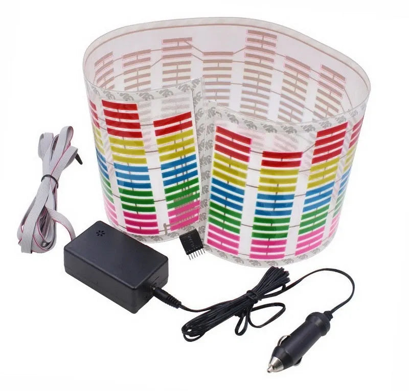 Car interior voice control music rhythm light with 90cm by 25cm electroluminescent panel showing multiple lighting patterns