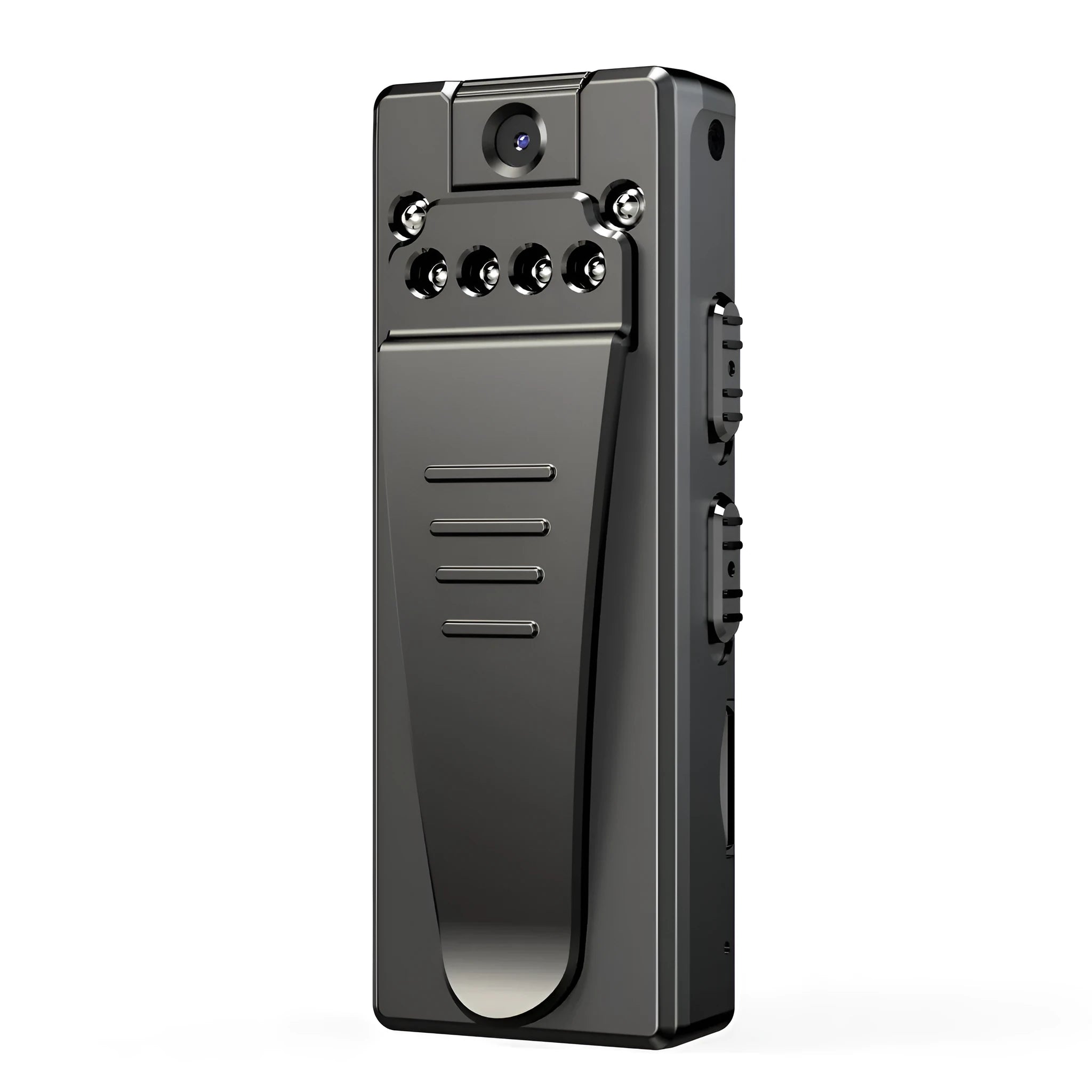 Black 1080p HD digital video camera with rotational lens for home, driving, and sports recording