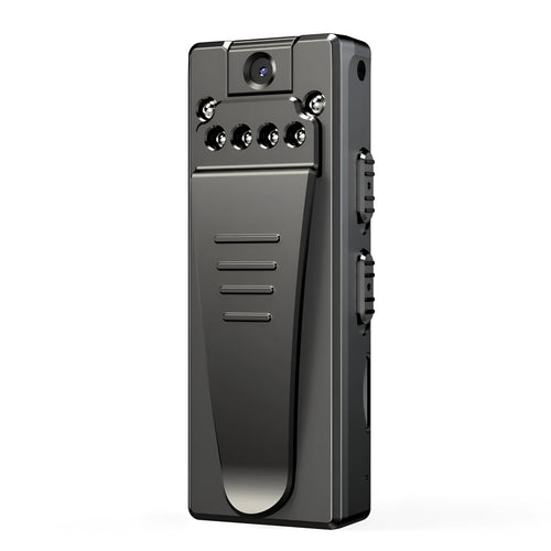 Black 1080p HD digital video camera with rotational lens for home, driving, and sports recording
