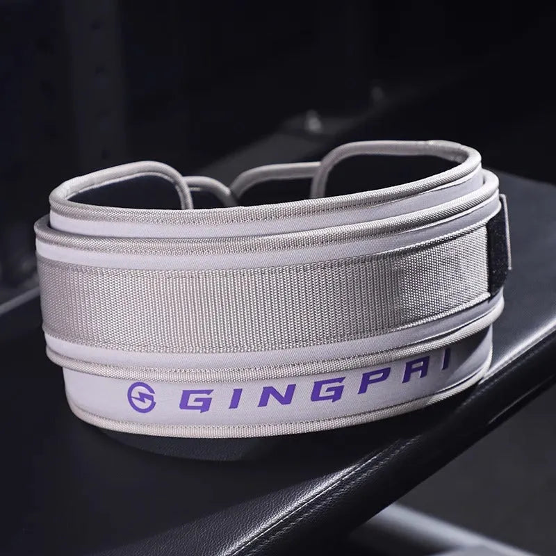 Abdominal exercising fitness band for waist support during weightlifting and squat training.