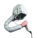 Universal hair dryer bonnet hood attachment with elastic tube end and drawstring closure