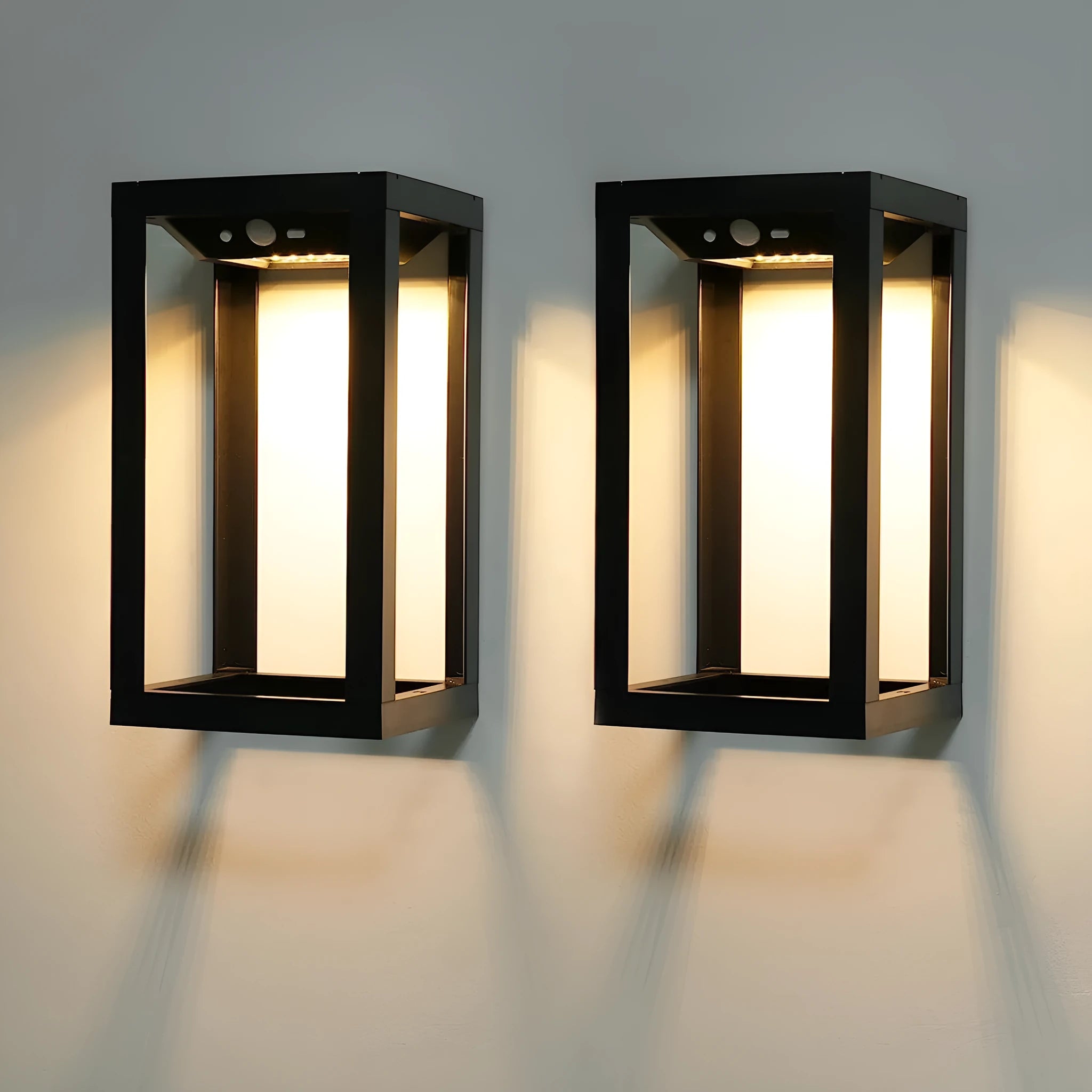 Modern Chinese outdoor wall lamp with solar panel and plastic shell in two-tone light colour