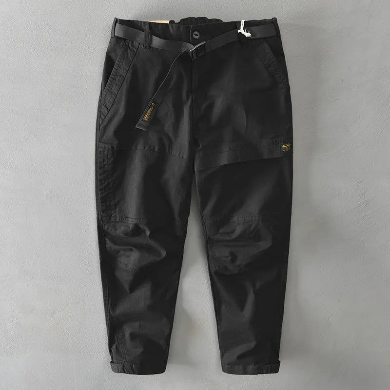 Men's loose fit cotton overalls in four colours with micro-elastic fabric and Asian sizing