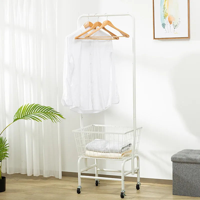 Single rod pulley storage car in iron construction for wardrobe organisation