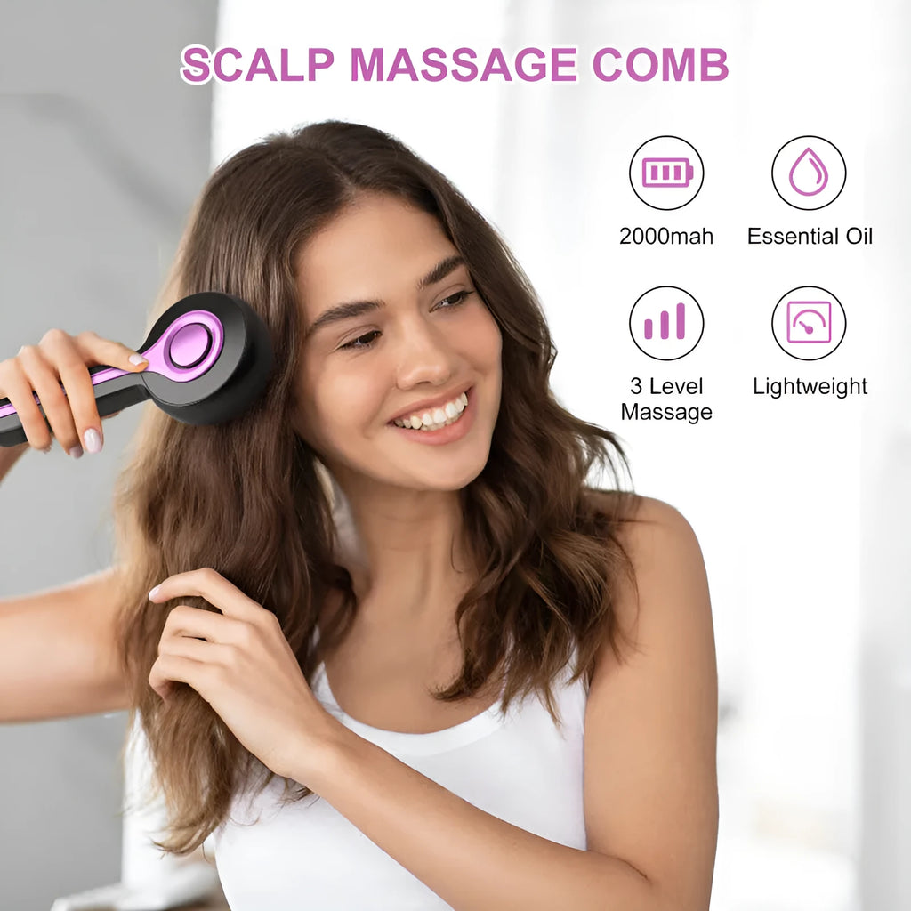USB-powered head massager with anti-leak hair brush in grey colour
