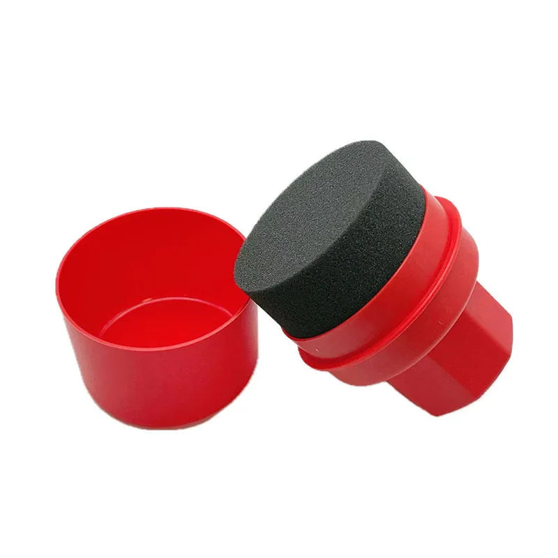 Car tyre polishing sponge brush with PP handle and high-density sponge in red curved hardened configuration