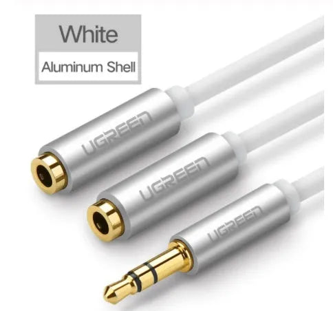 Short 20cm black 3.5mm headphone cable with gold-plated connectors for earphone models