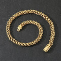 Men's titanium steel keel chain necklace with geometric pendant and large hemp flower links