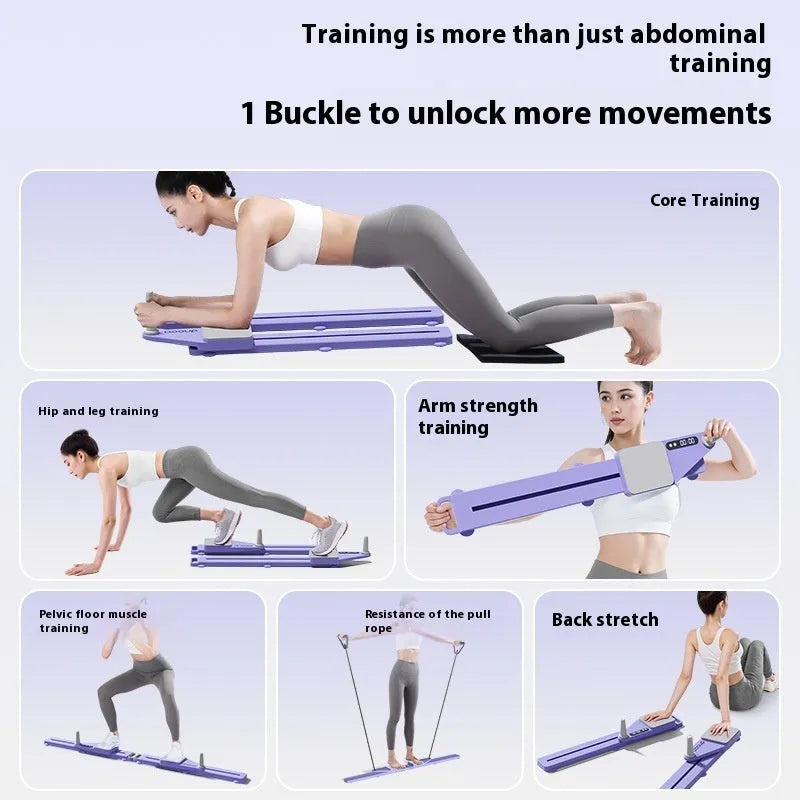 Multifunctional split supine board ski machine in twilight purple colour showing 85cm length