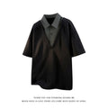 Men's heavy henley collar polo shirt sweater with short sleeves in apricot colour