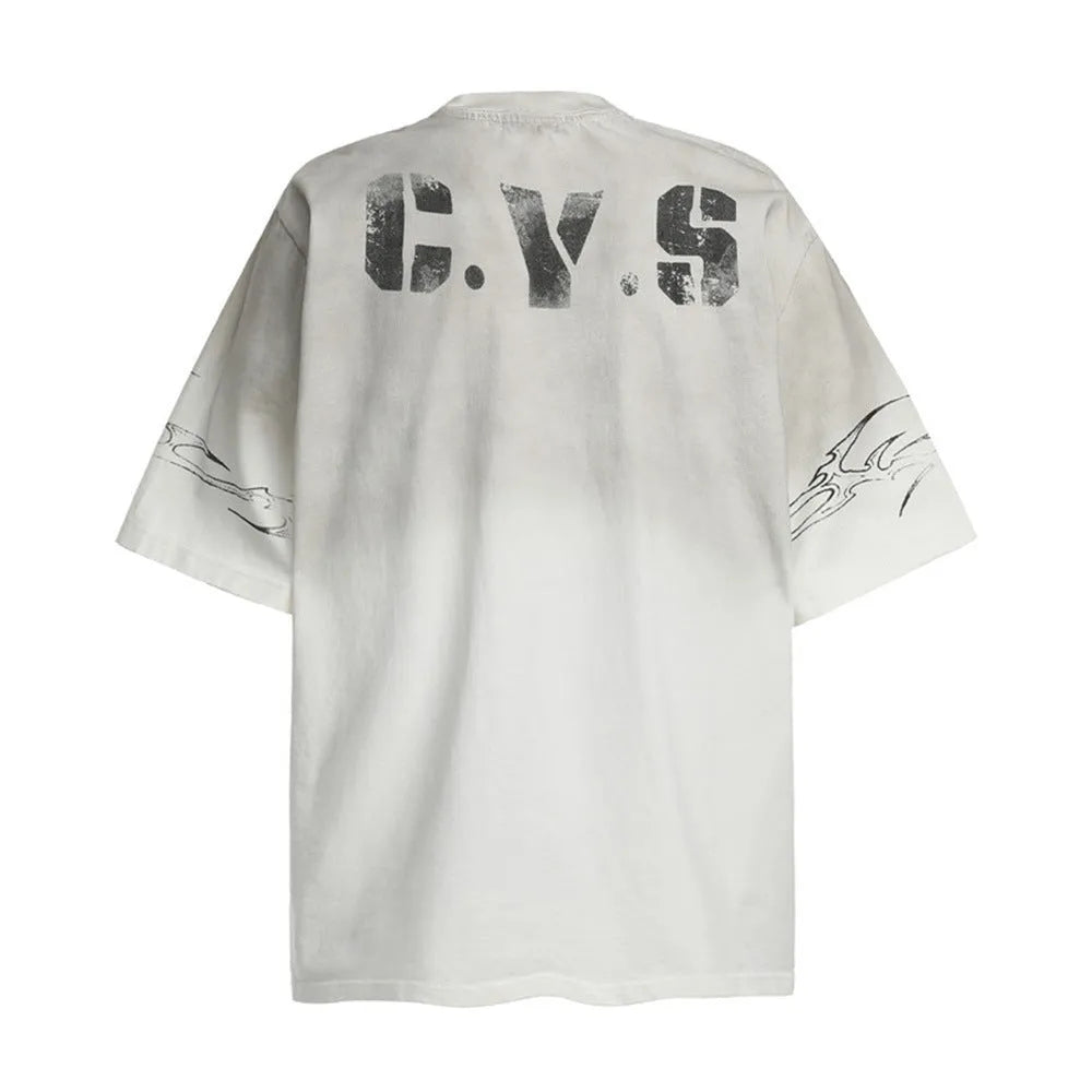 Men's black pure cotton short-sleeved T-shirt with a printed graphic on the front.