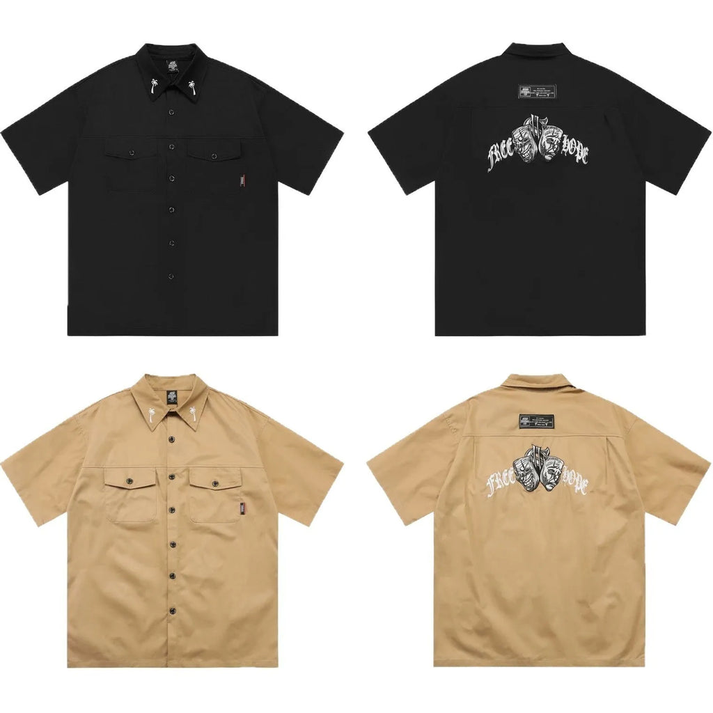 Men's black cotton blend pocket shirt with half sleeves and chest pocket