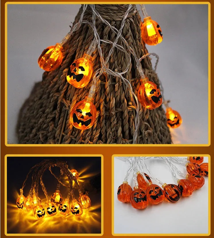 Halloween LED string lights with pumpkin, bat, and ghost decorations on a 1.2m wire