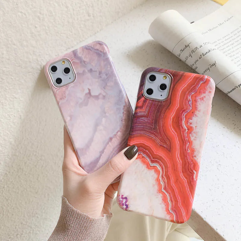 Purple marbled TPU soft shell back cover for iPhone 11