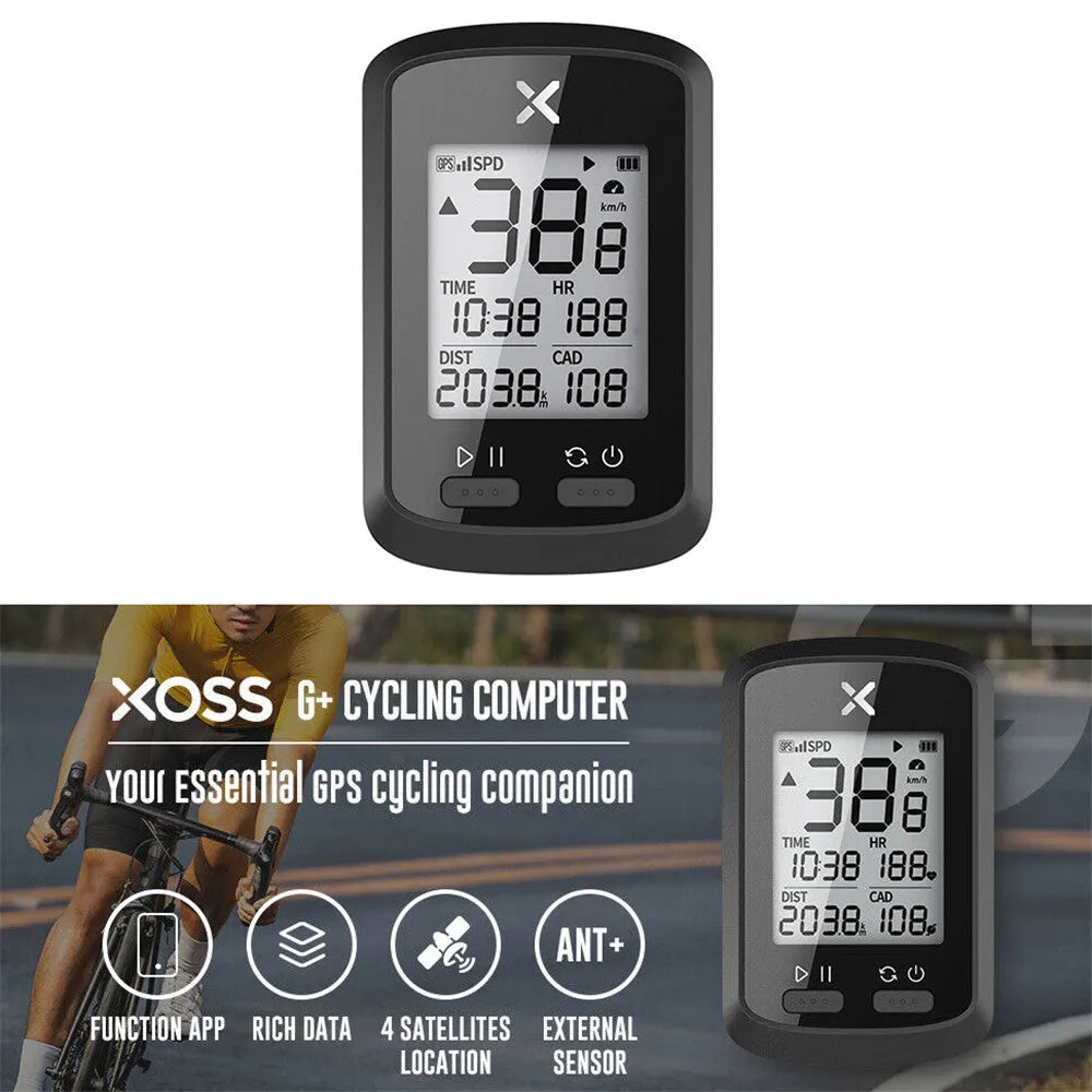 Black waterproof bicycle stopwatch with digital display mounted on bike handlebars.
