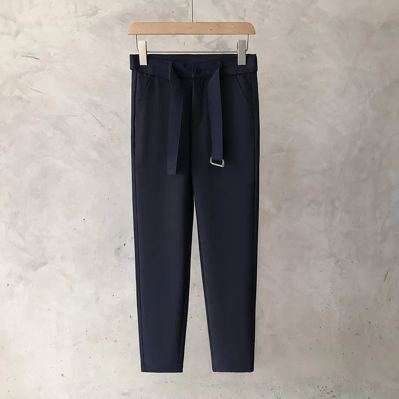 Boys slim straight wool trousers in black, white, dark grey and light grey colours