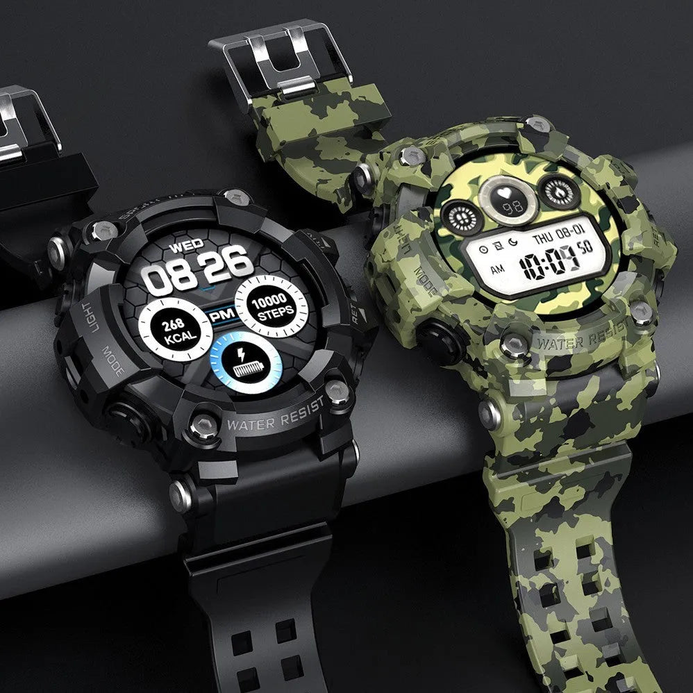 T6 Tactical Rugged Smart Watch with 1.3 inch screen, military design in black or green